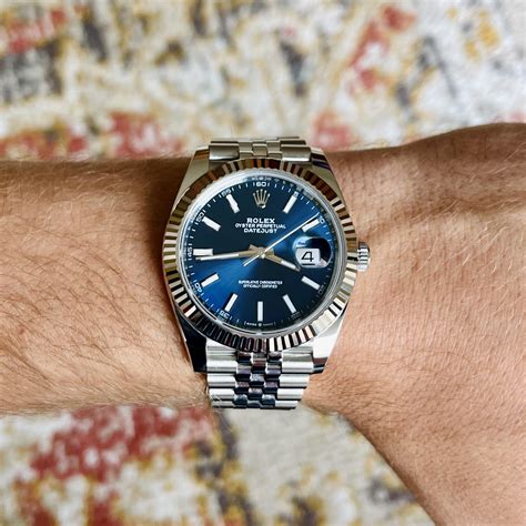 azzurro blue rolex womens on wrist|2022 Rolex datejust 41mm.